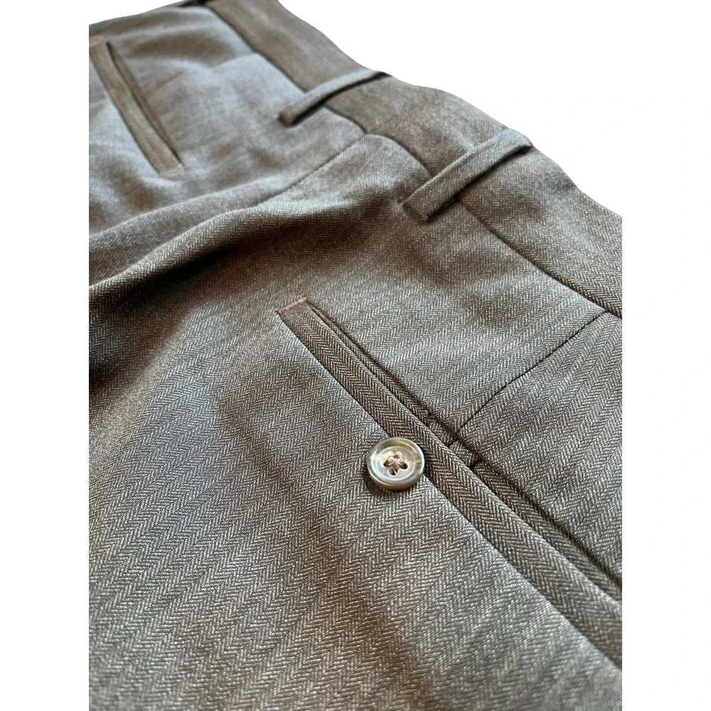 Banana Republic Dress Pants Men's Gray 100% Wool Straight Fit Flat Front 33 x 34
